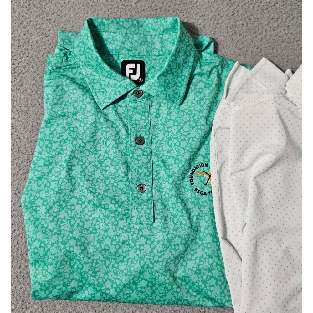 Lot of (2) Footjoy Shirts Mens Small Golf Polo Green FSGA Foundation Stretch - Picture 3 of 7